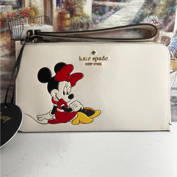NWT Disney X Kate Spade New York Minnie Medium L-Zip Wristlet - Picture 1 of 5